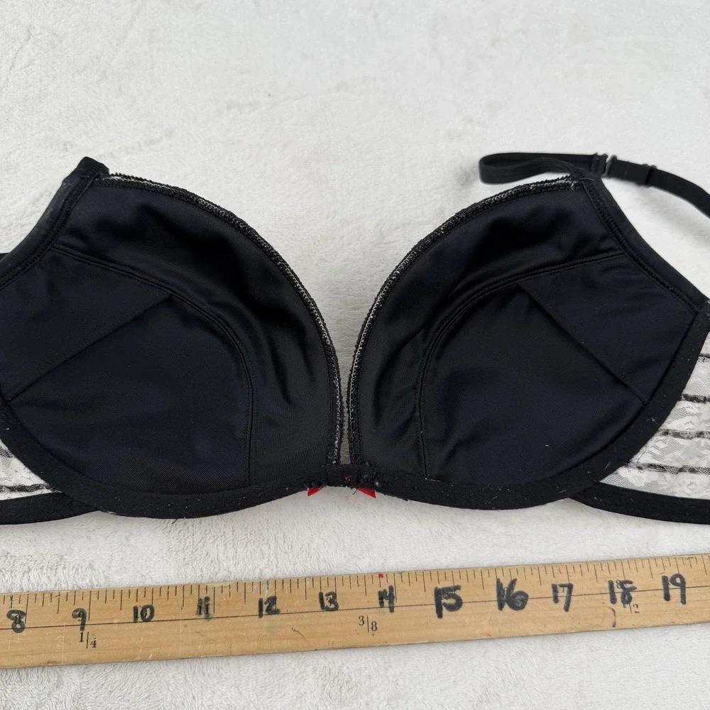 La Senza Perfectly Me Lace Bra Black White Stripe Underwire 36C Y2K Princesscore - Picture 8 of 8